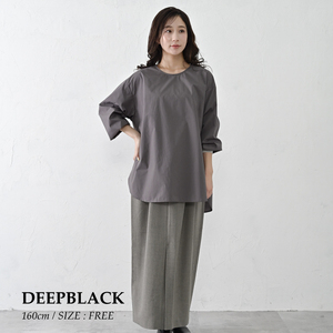 [THE INDUSTRY WORKS]袖リブ仕様ブラウス(ディープブラック)・1着 TIW-W039(55-28-BK) レディース ブラウス