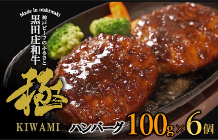 神戸ビーフ・黒田庄和牛「極」ハンバーグ(6個・計600g)(07-52)