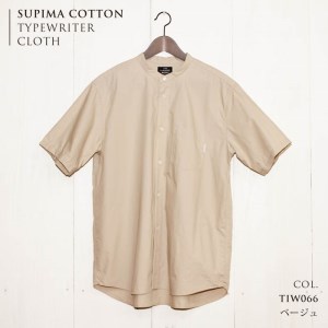 33-13　播州織メンズシャツ「THE INDUSTRY WORKS」（半袖バンドカラー・1着）【TIW_066（ベージュ）】