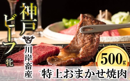 [神戸牛 牝]特上 焼肉おまかせセット:500g 川岸畜産 (25-10)[冷蔵]