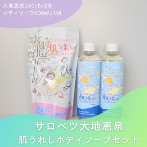 豊富温泉 濃縮温泉水サロベツ大地恵泉 (500ml×2本) & ボディーソープ (600ml×1個) セット (豊富温泉 濃縮温泉水 スキンケア 入浴剤 ボディウォッシュ 石鹸 ソープ 保湿 クリーム 高保湿 敏感肌 成分 セット とよとみ 常温 北海道 豊富町)