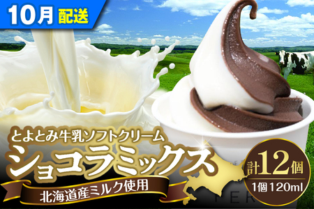 [2025年10月配送]とよとみ牛乳ソフトクリーム[ショコラミックス 120ml×12個](アイスクリーム アイス カップアイス デザート とよとみ牛乳 セット 贈り物 ギフト 冷凍 北海道産 北海道 豊富町)