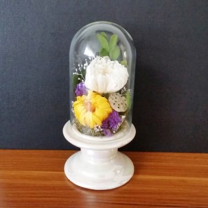 プリザーブドフラワーのミニ仏花 ガラスドーム付き