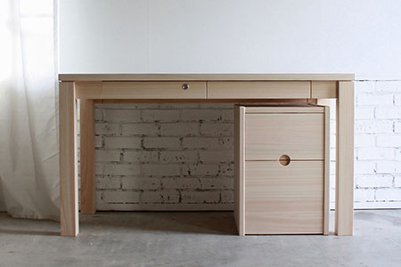 国産ヒノキ学習机とキャビネットのセット