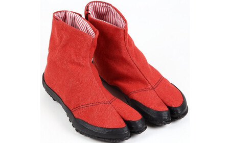 倭紋－わもん－地下足袋 デニムワッシャー スカーレット（24.0cm）【兵庫県  高砂市】