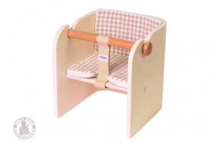 No.157-02-01 コロコロベビーチェア(アイボリー)専用クッション(ギンガムチェック)付き KW