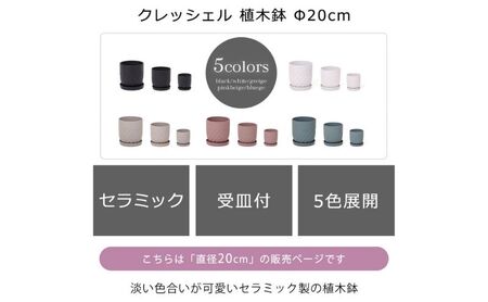 植木鉢 Φ20 crescere クレッシェル 選べるカラー セラミック フラワーポット プランター 鉢 受け皿 中型 観葉植物 おしゃれ くすみカラー ガーデニング用品 ガーデニング 園芸 インテリア 兵庫 兵庫県 小野市 ピンクベージュ