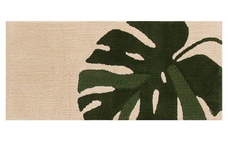 M+home　モンステラ　インテリアマット（約55×120cm） 雑貨 日用品 モダン ナチュラル 抗菌防臭 吸水素材 