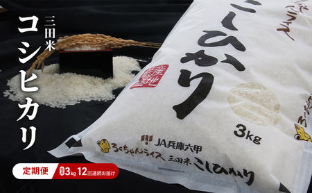 [定期便]期間限定 令和6年度産 三田米 コシヒカリ 3kg 12か月 連続 ] こめ コメ お米 白米 こしひかり 数量限定 訳あり ふるさと納税 ふるさと 人気 おすすめ 送料無料 兵庫県 三田市