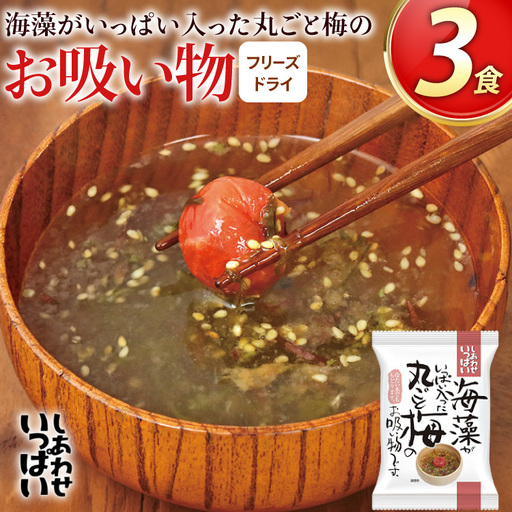 お吸い物 フリーズドライ 海藻がいっぱい入った丸ごと梅のお吸い物 3食