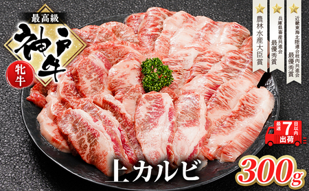 [最短7日以内発送] 神戸ビーフ 神戸牛 牝 上カルビ 焼肉 300g 川岸畜産 冷凍 肉 牛肉 すぐ届く