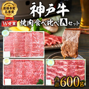 神戸牛 焼肉食べ比べ 福袋 計600g 神戸ビーフ 網焼・焼肉(かた、もも、ばら) キャンプ BBQ アウトドア