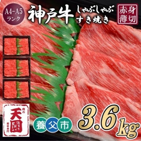 【毎月定期便】【ふるさと納税】神戸牛 赤身 モモ しゃぶしゃぶすき焼き1200g×全3回【配送不可地域：離島】【4083893】