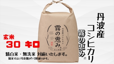 丹波産コシヒカリ 霧の恵み 玄米30kg [丹波市産] コシヒカリ 玄米