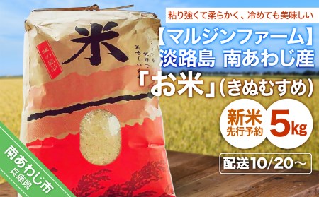 [令和6年 新米]淡路島 南あわじ産 お米(きぬむすめ)5kg〔10月20日以降発送開始〕