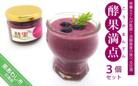 【やさしや】管理栄養士が監修した食べる甘酒【酵果満点】3個セット（ブルーベリー）