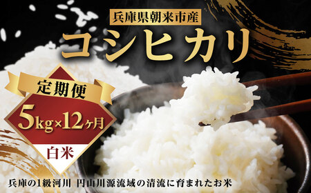 [先行予約]令和7年産 新米 定期便 兵庫の1級河川 円山川源流域で育まれた朝来市産コシヒカリ(白米)5kg×12か月 [ 先行予約 令和7年 新米 定期便 コシヒカリ 計60kg お米 米 コメ こめ 安心 安全 良質 美味しい 甘み 旨味 兵庫県 朝来市 竹田城跡 円山川源流域 川の最上流域なので水きれいさピカイチ!! ]