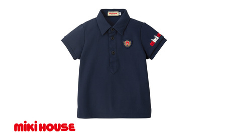 ミキハウス エンブレム半袖ポロシャツ(10-5510-495)[紺ー100] AS43FE3-5