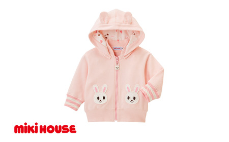 ミキハウス 裏毛パイルパーカー(10-3731-494)[サーモンピンクー100] AS43BJ1-2