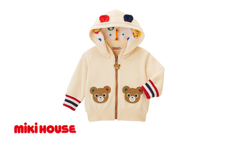 ミキハウス 裏毛パイルパーカー(10-3731-494)[アイボリーー100] AS43BJ1-5