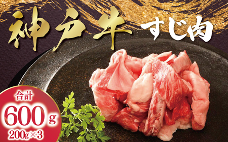 [12/21(日)までの入金確認で年内配送] 神戸牛 すじ肉 3P セット 600g (200g×3P) AS53B32