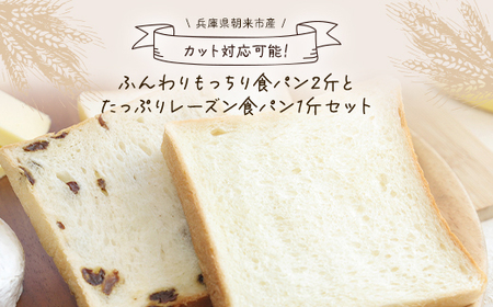 【カット無し】ふんわりもっちり食パン2斤とたっぷりレーズン食パン1斤セット AS2AB25-nocut