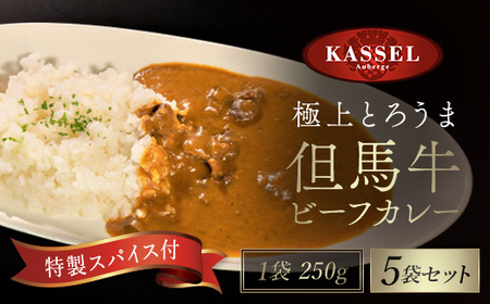 極上とろうま 但馬牛ビーフカレー[5袋セット]特製スパイス付き但馬牛 ビーフカレー 牛肉 朝来市 生野 生野高原 カッセル レストラン品質 ナチュラルリゾートオーベルジュ 兵庫県 朝来市 AS14CA27