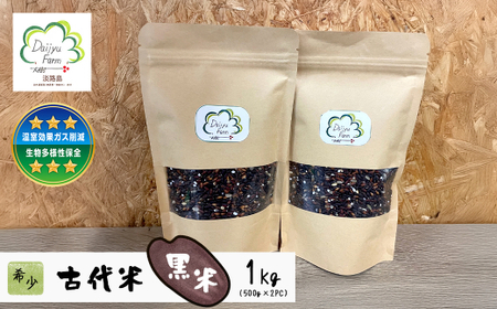 古代米(黒米) 希少!栽培期間中農薬・肥料不使用 1kg(500g×2PC)