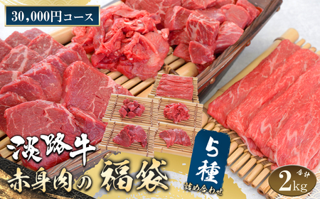 淡路牛 赤身肉の福袋 5種詰合せ [30,000円コース][焼肉 すき焼き しゃぶしゃぶ 焼肉 ステーキ 小分け 赤身 すきやき 福袋 国産 牛肉 お肉 淡路島 焼肉]