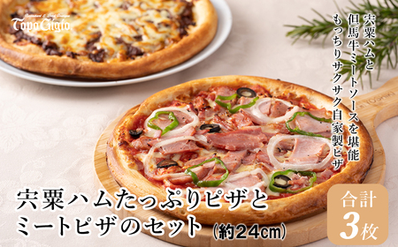 J2 宍粟ハムたっぷりピザとミートピザのセット