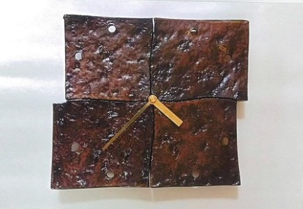 陶板 掛け時計クラック[ 石目模様 割れ模様 シンプル インテリア 時計 壁掛け時計 壁掛け 焼物 窯元 ]