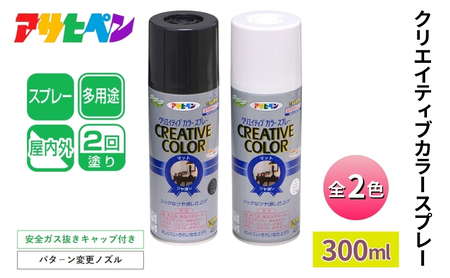 アサヒペン クリエイティブカラースプレー全2色 300ml [スプレー缶 塗料 DIY 日曜大工 屋内 屋外 カラースプレー] マットブラック