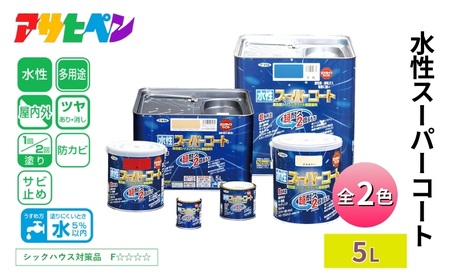 アサヒペン 水性スーパーコート 全2色 5L [塗料 シリコン アクリル 機能塗料 長持ち DIY 日曜大工 屋内 屋外] ツヤ消し白