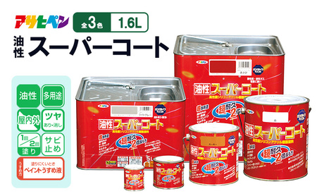 アサヒペン 油性スーパーコート1.6L[塗料 ツヤ消し サビ止め DIY 日曜大工 屋内 屋外] ツヤ消し黒