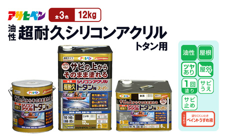 アサヒペン 油性超耐久シリコンアクリルトタン用12kg [塗料 耐久 サビ止め DIY 日曜大工 屋内 屋外] スカイブルー