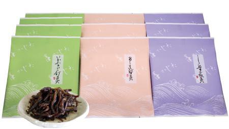 F-21　室津かじたの「いかなご釘煮」50g×4袋、「あみえび甘煮」70g×3袋、「しらす山椒煮」70g×3袋
