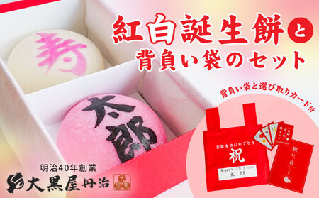 J-35【一升餅 一生餅 背負い餅】紅白誕生餅と背負い袋のセット(選び取りカード付) 