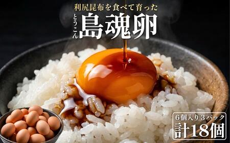 [2026年先行受付]利尻島大自然養鶏卵 「島魂」! 6個入り×3パック(計18個)[5月中旬より順次出荷]|北海道 利尻島 たまご 濃厚 利尻昆布 卵かけご飯 利尻町 鶏卵 産地直送 お取り寄せ 