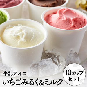 [累計1.8万個突破!]アイスクリーム詰め合わせ[オリジナルミルク(5個)・イチゴミルク(5個)]012AE06N./アイス スイーツ デザート 牛乳アイス ミルク にゅうにゅう工房 冷凍 セット 冷菓