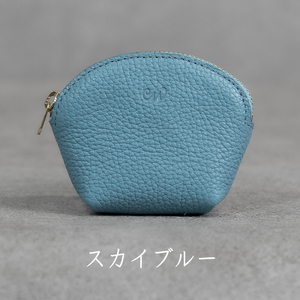 本革 ラウンドミニポーチ 日本製 レザー 革製品 小物 収納 Liete WH-20 スカイブルー