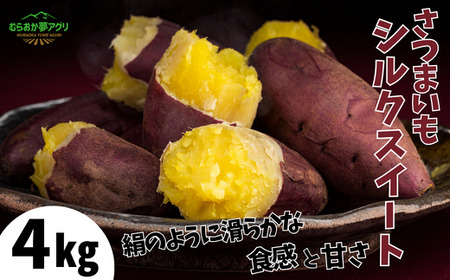 [先行予約][さつまいも シルクスィート 4kg]10月から12月にかけて発送予定 農薬不使用 サツマイモ イモ いも ホクホク ねっとり 絹のように滑らか食感 兵庫県 香美町 村岡 むらおか夢アグリ 13000円 41-25