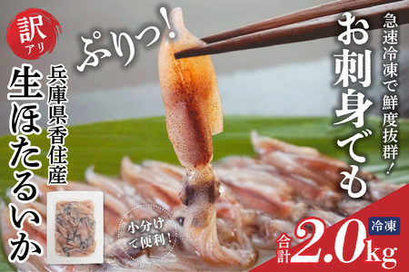 [訳あり 生 ほたるいか 小分け 250g×8パック 2kg]香住産 冷凍 数量限定 国産 ホタルイカ いか イカ しゃぶしゃぶ 生食 刺身 兵庫県 香美町 香住 日本海フーズ 07-135