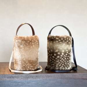 バンビ柄エコファー 2WAYバケツミニバッグ(グレー)CUSTOM BAG Milih 48-003