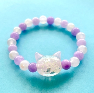 光る猫玉とアメジストのブレスレット(キッズサイズ)ジュエリー春日 10-208