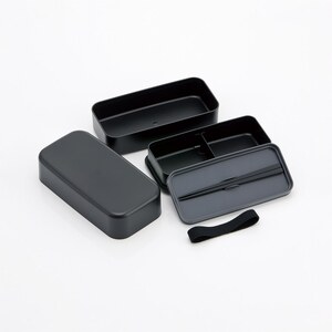 環境に配慮した ランチボックス 1000ml 2段 お弁当箱 箸付き 大人 おしゃれ skater スケーター PLB10WCB アッシュブラック レンジ対応 食洗機対応 洗いやすい シンプル 弁当箱 [スケーター株式会社] 6-305