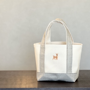 [Milih×NARA]キャンバス×麻のトートバッグ Sサイズ バンビ刺繍 23-042
