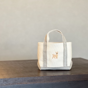[Milih×NARA]キャンバス×麻のマイクロミニトート バンビ刺繍 15-072