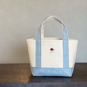 [Milih×NARA]キャンバス×麻のトートバッグ Sサイズ かき氷刺繍 23-043