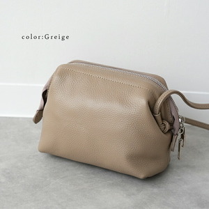 本革コンパクトショルダーバッグ グレージュ 17-053