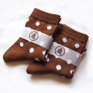 ショートソックス子供用2足(シンプル鹿ドットと切り返し鹿ドットセット) 7-270
